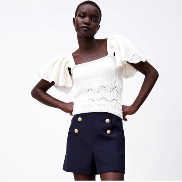 Zara knit top flutter sleeve top NWT - Picture 1 of 8